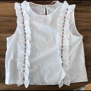 Zara white blouse with ruffles